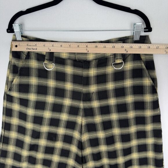 Hot Topic Pants Womens Large Yellow Black Plaid Wide Leg Trousers Cargo Grunge - Picture 10 of 16